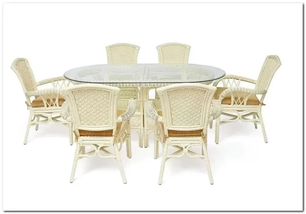 Комплект обеденный "ANDREA GRAND" (стол+6 кресел) TCH White (белый)