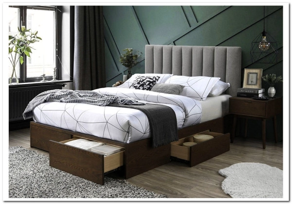 Кровать с ящиками HALMAR GORASHI 160 серый / орех