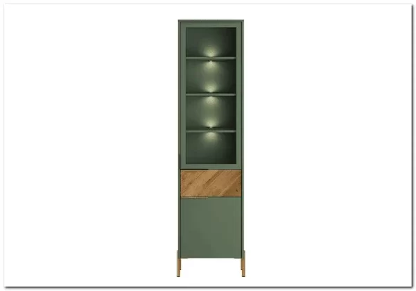 Витрина Siena REG1W1D1S дымчатый зеленый/дуб вотан BRW Витрина Siena REG1W1D1S дымчатый зеленый/дуб вотан BRW