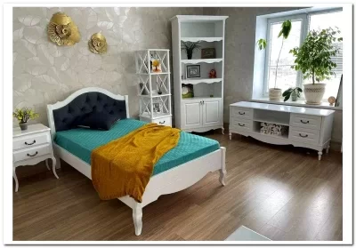 Кровать Авиньон с каретной стяжкой (90х200) из массива бука