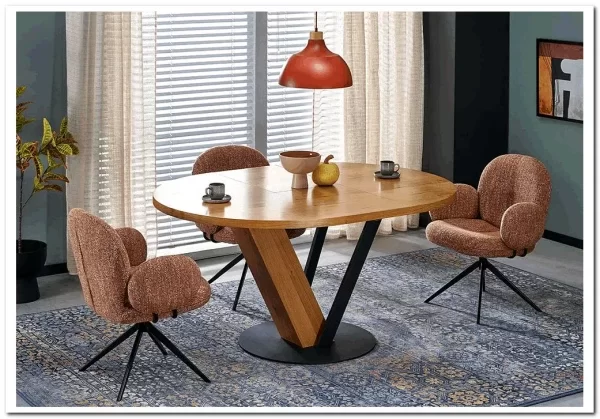 Стол обеденный Halmar FANIS OKRAGLY 120 (натуральный/черный)