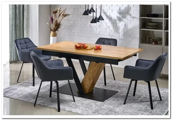 Стол обеденный Halmar FANIS 160 (натуральный/черный)