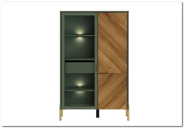 Витрина Siena REG1W1D/140 дымчатый зеленый/дуб вотан BRW Витрина Siena REG1W1D/140 дымчатый зеленый/дуб вотан BRW