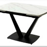 Стол ALATRI 120 MATT WHITE MARBLE SINTERED STONE / BLACK