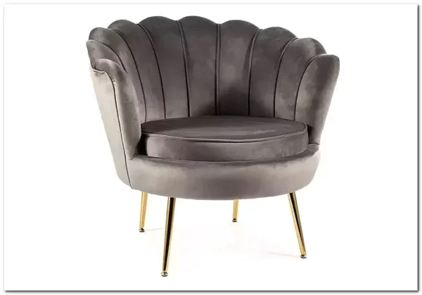 Кресло SIGNAL CAMELLIA Velvet Bluvel 14 (серый/золотой)