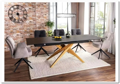 Стол обеденный Signal LORETO Ceramic 180 раскладной (Ossido Bruno коричневый/дуб)