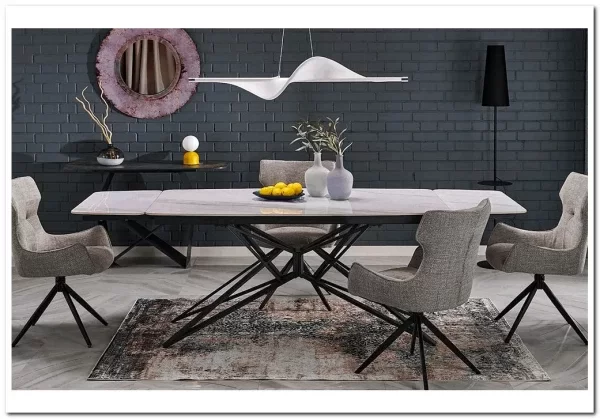 Стол обеденный Halmar ALFREDO 160 (белый мрамор/черный)