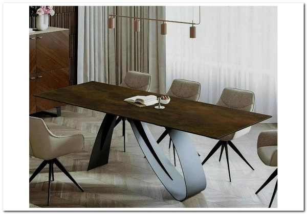 Стол обеденный Signal DIUNA Ceramic 160 раскланой (Ossido Bruno коричневый/черный мат)